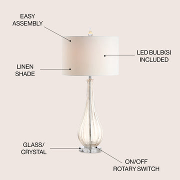 Dew Drop 32.75" Glass/Crystal LED Table Lamp - JONATHAN Y